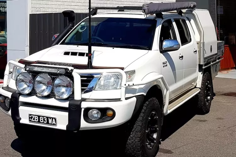 Toyota with Hilux upgrades outside Elite Tune's workshop